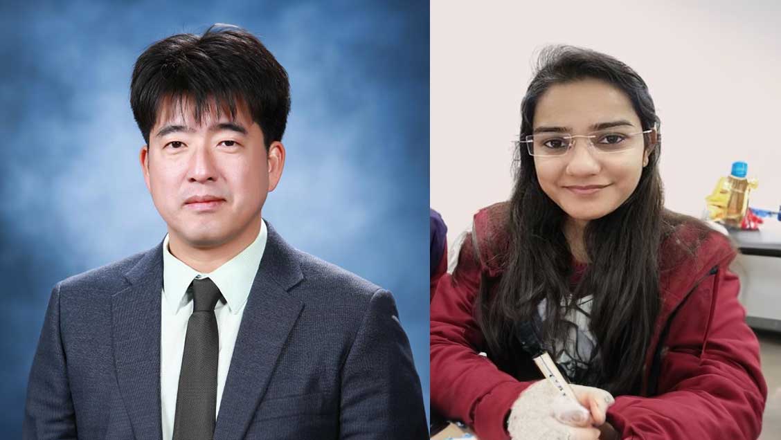 왼쪽부터 전기공학과 김준동 교수, 프리양카 박사과정