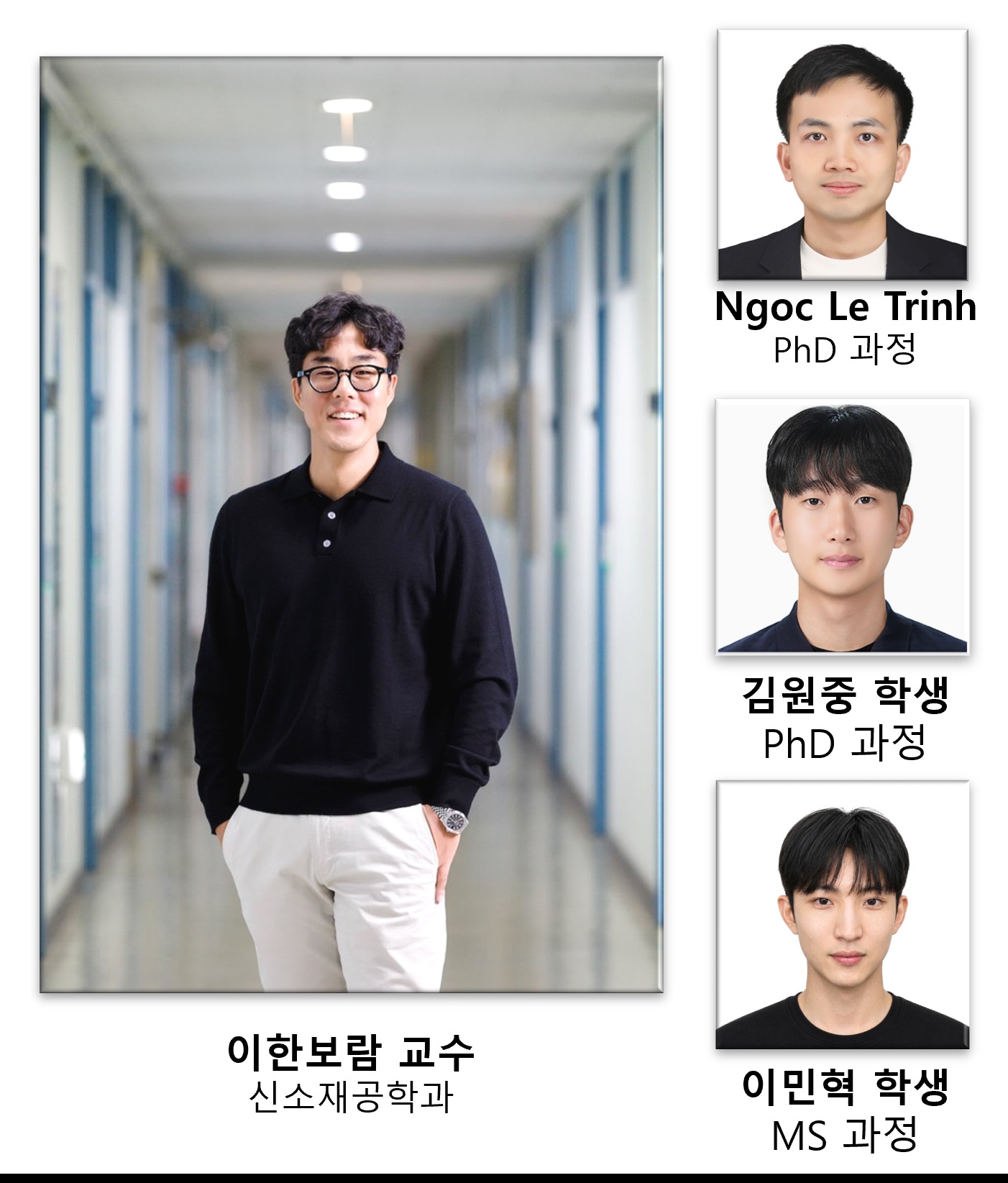 인천대학교 이한보람 교수, Ngoc Le Trinh 학생, 김원중 학생, 이민혁 학생 