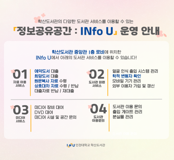 「정보 공유 공간 INfo U」 (이용자 통합 서비스 공간) 운영 안내