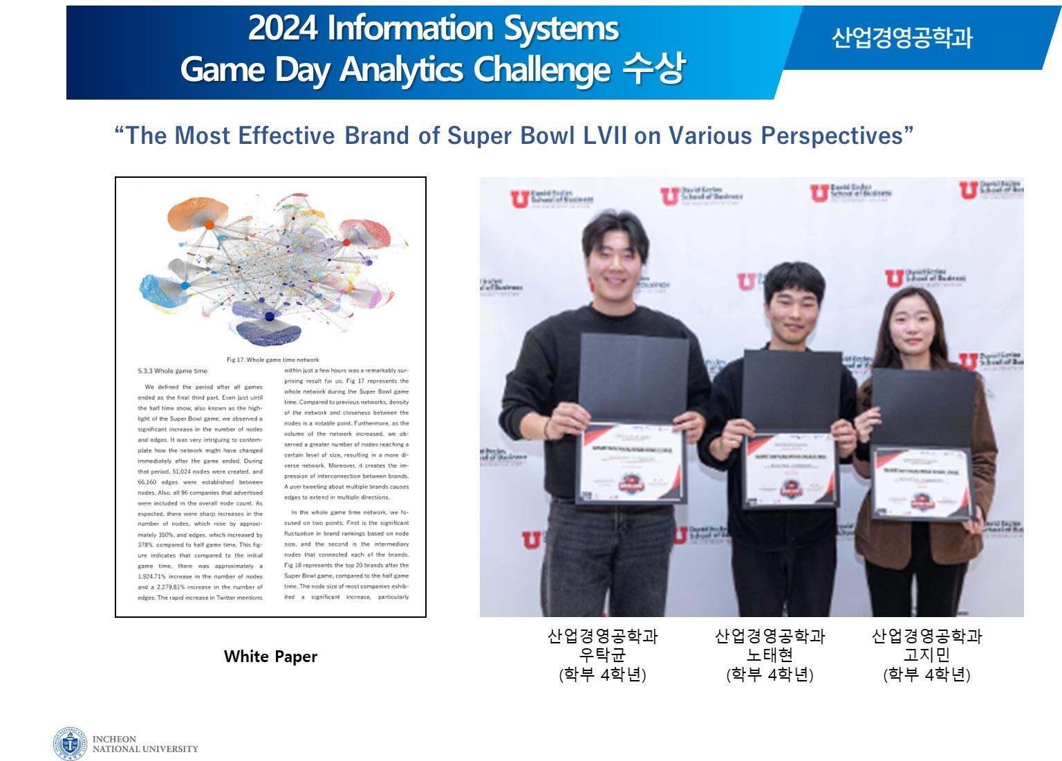 2024 Information Systems  Game Day Analytics Challenge 수상 대표이미지